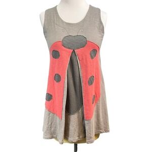 HEEL Athens Lab Women's Organic Cotton Gray Ladybug Tank Dress XXL